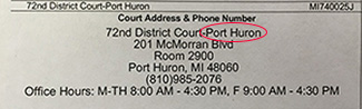 Port Huron Ticket Example